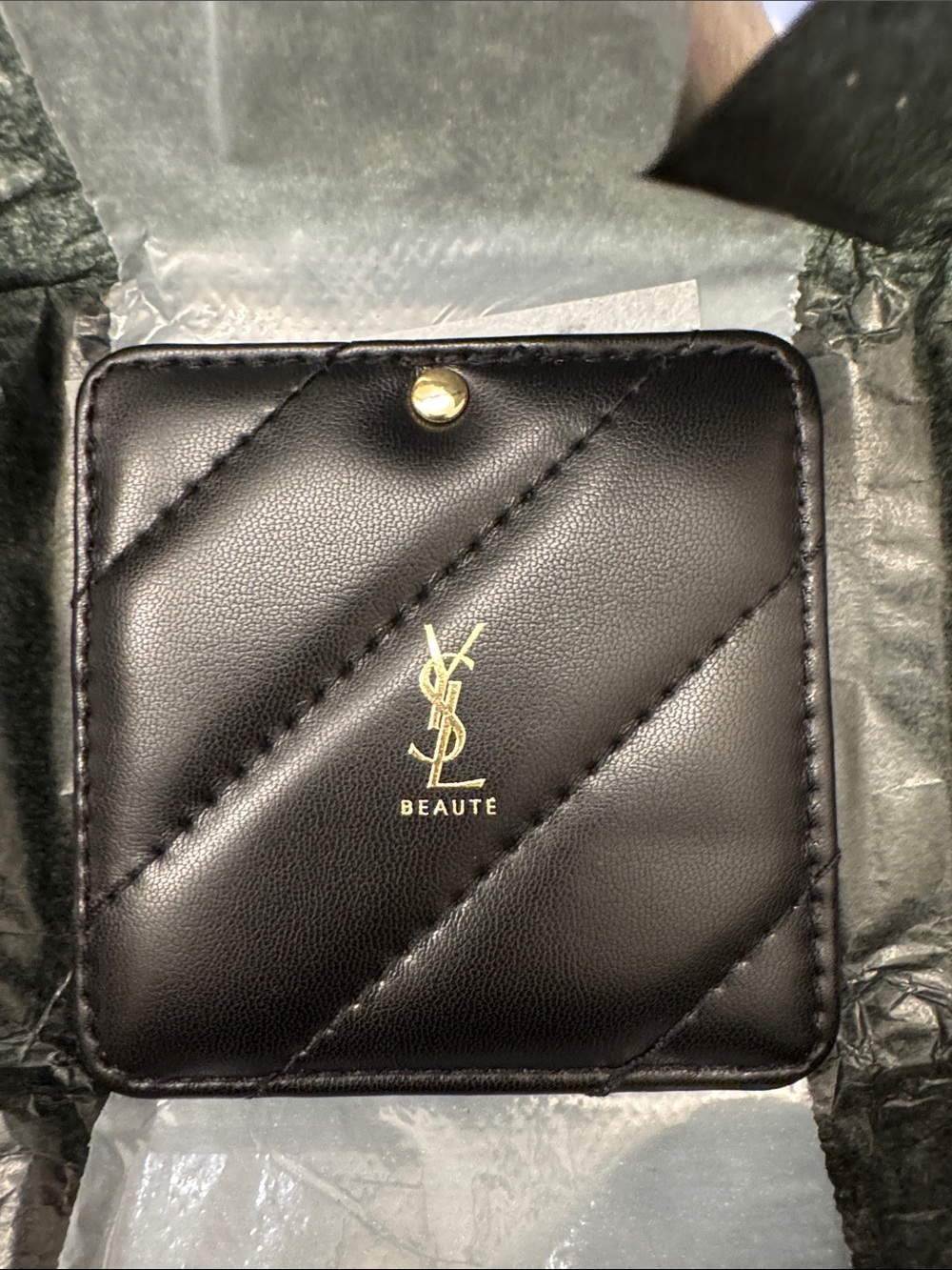 Yves Saint Laurent Black Quilted Leather Beauty Case with Gold Logo